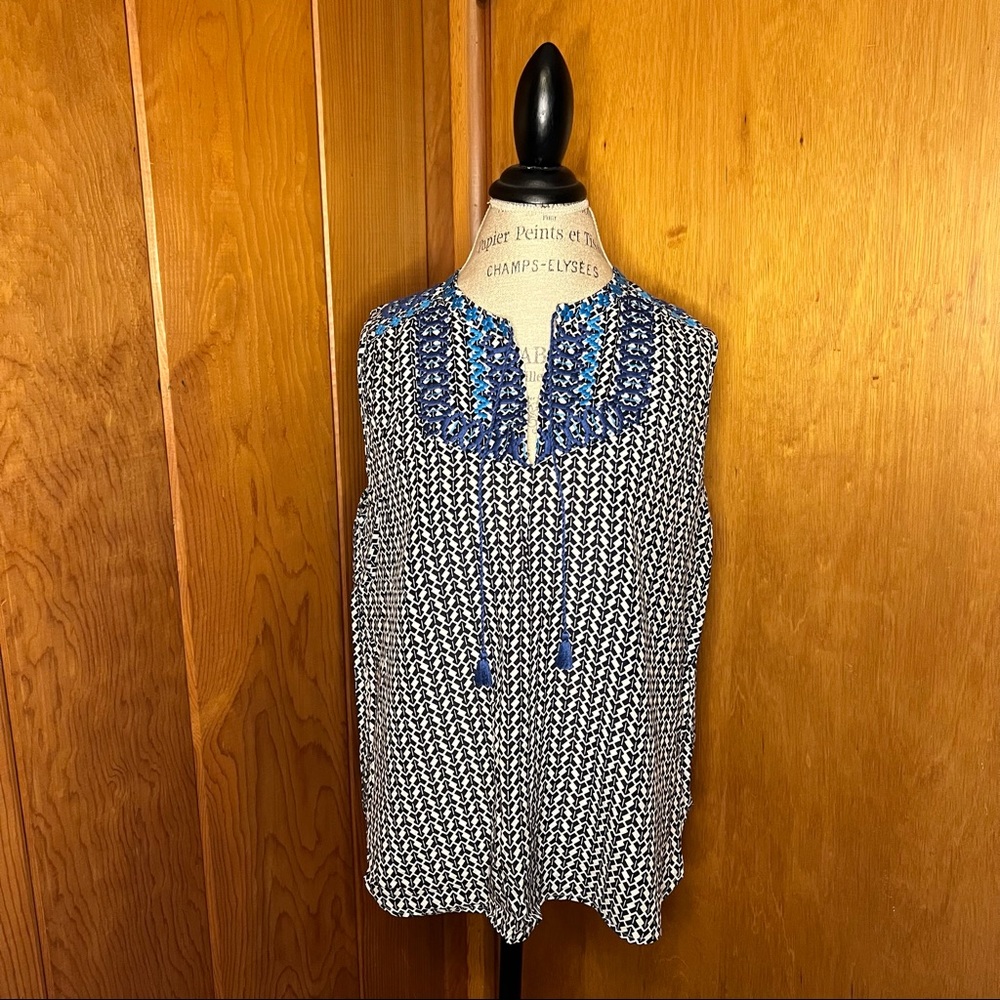 J.Crew Tunic with Geometric Print and Embroidery Size 12